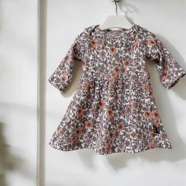 Jurkje 62 rib tricot flowers