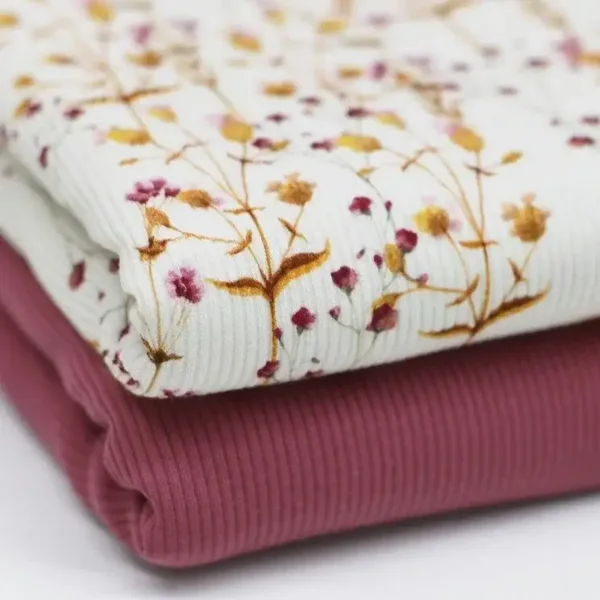 Tulband ribtricot botanische takjes framboos