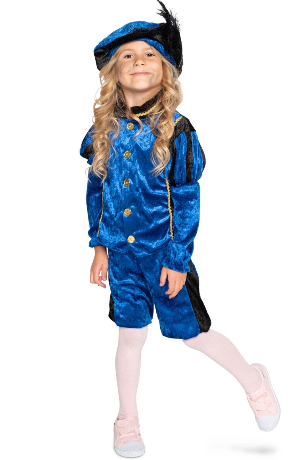 Hulp Pietenpakje - blauw/zwart velours