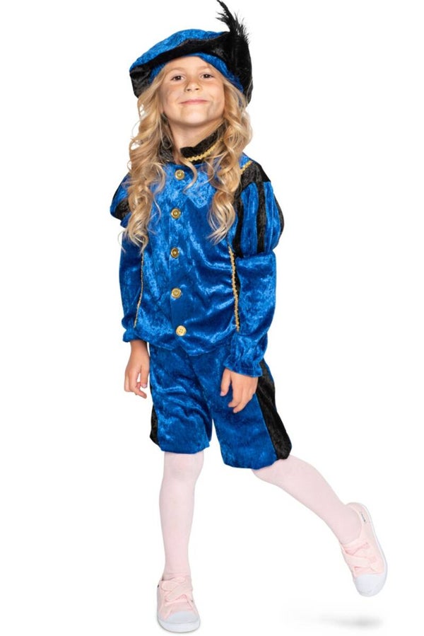 Hulp Pietenpakje - blauw/zwart velours