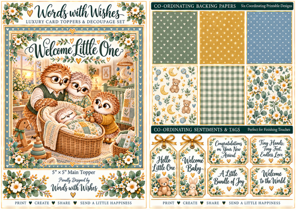 Owl Welcome Little One Decoupage Kit