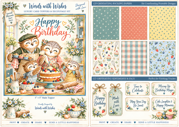 Owl Birthday Baking Decoupage Kit