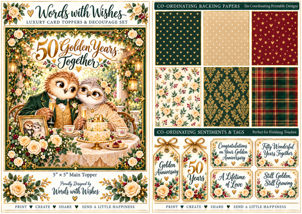 Owl Gold Anniversary Decoupage Kit