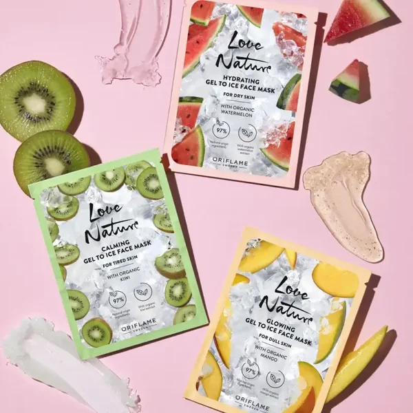 Love Nature Gel to Ice Face Masks (hydraterend, voedend of stralend)
