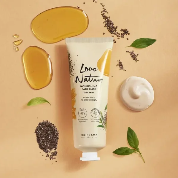 Love Nature Nourishing Gezichts Masker Chia & Honing (droge huid)