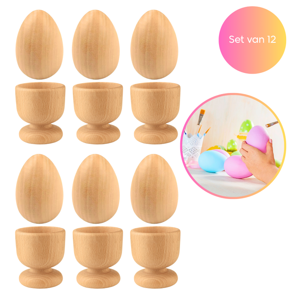 Janse® houten eierdoppen met houten eieren