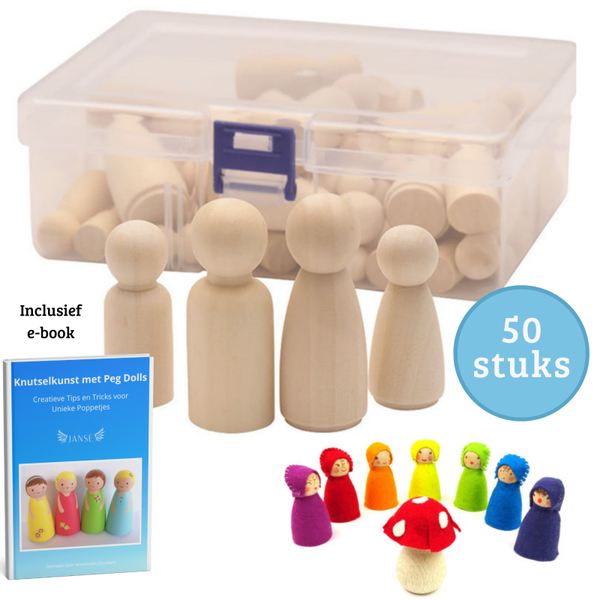 Janse® Houten poppetjes 50 stuks set