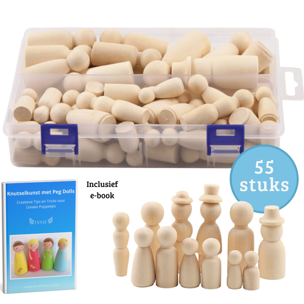 Janse® Houten poppetjes 55 stuks set