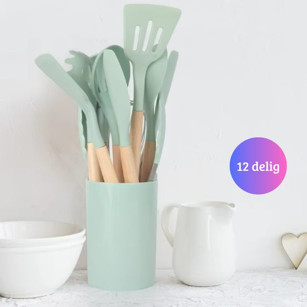 Janse® Siliconen keukengerei set 12 delig groen