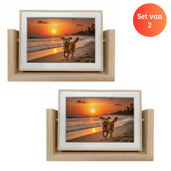 Janse® Houten fotolijsten met spiegel set van 2