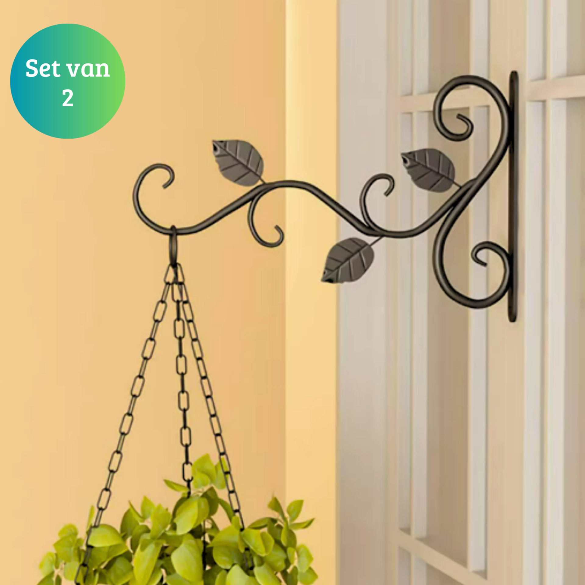 Janse® Plantenhaken met bladeren design set van 2