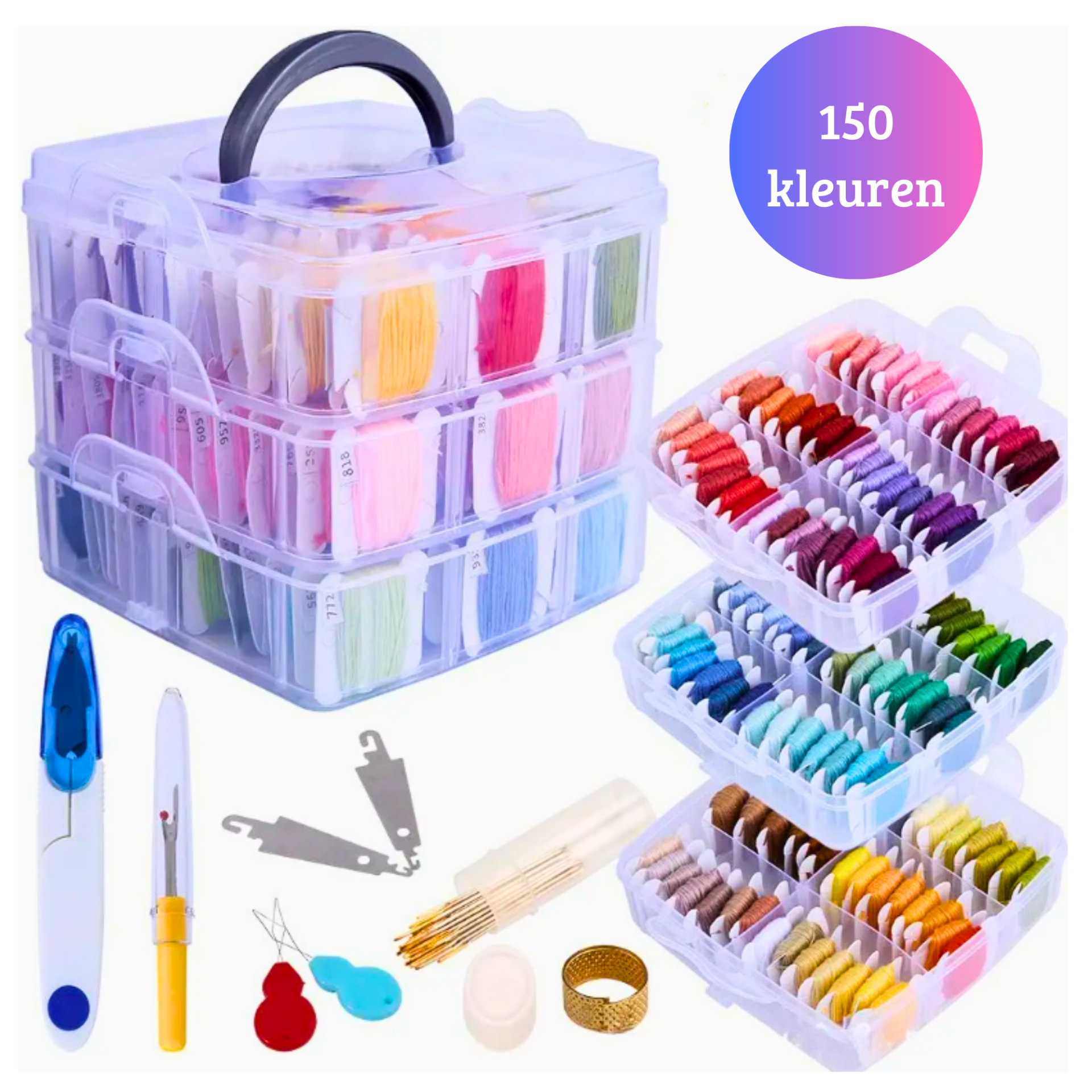 Janse® Borduurgaren opbergbox met 150 kleuren