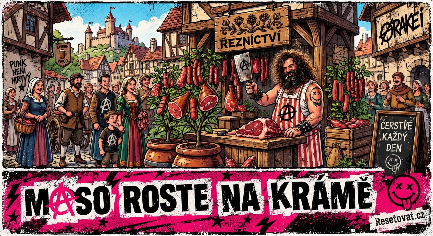 Maso roste na krámě