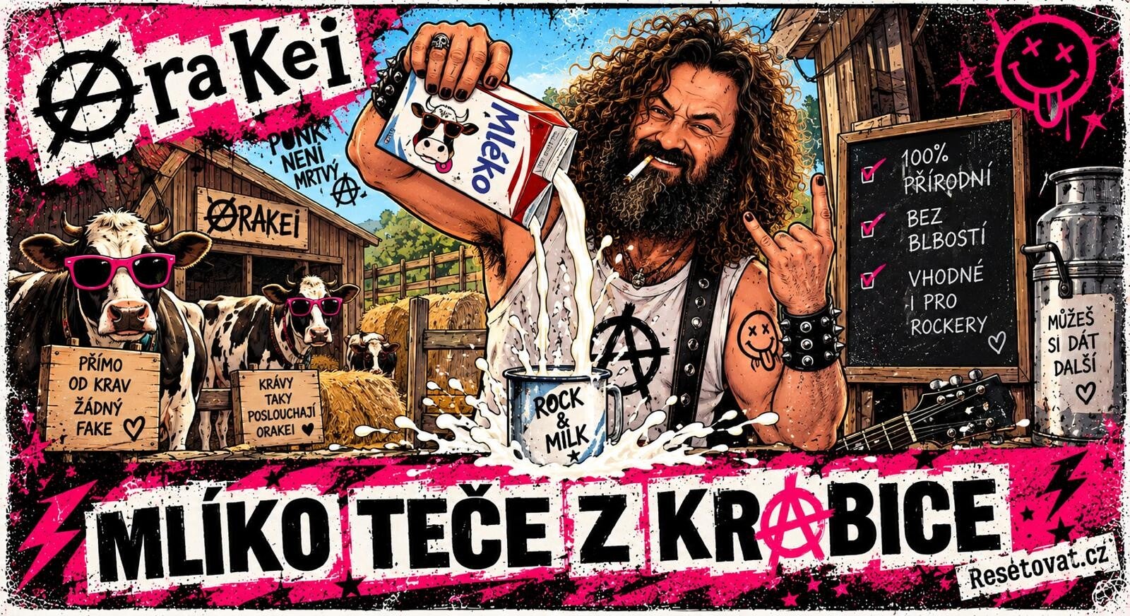 Mlíko teče z krabice