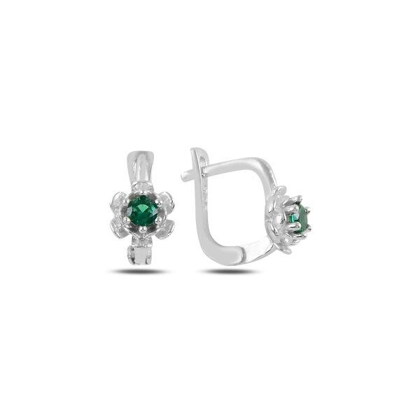 Flower Kid's oorbellen Met Emerald Zirkonen S925 Silver