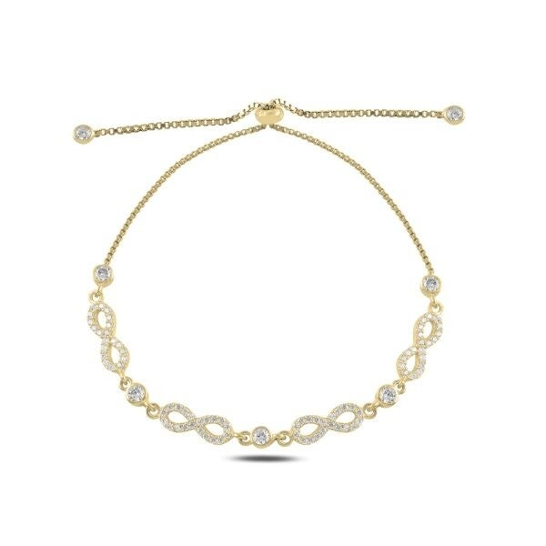 Infinity Verstelbare Schuifarmband S925 Silver Gold Plated
