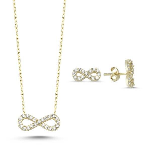 Infinity Zirconia Set Sterling Silver Goldplated
