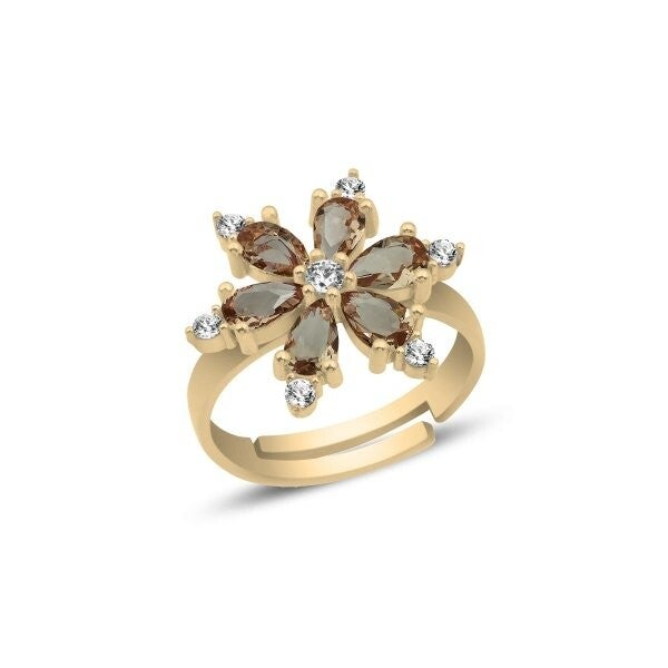 Lotusbloem Multi Color Ring S925 Silver Goldplated