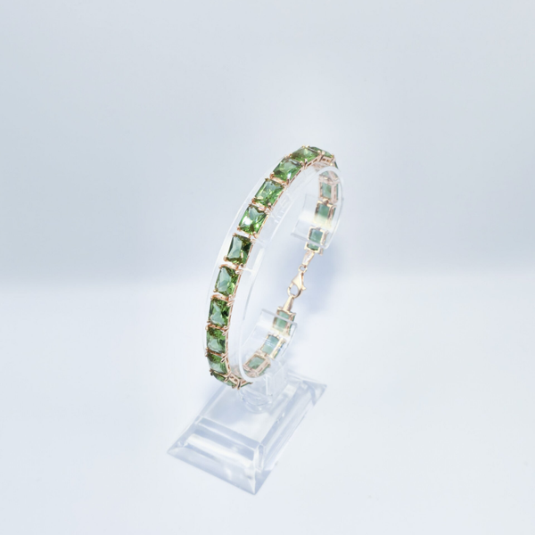 Multi Color Polsband 19 Zettingen Koper Verguld Emerald S925