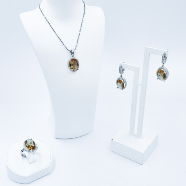 Multi Color 3 Delige Set S925 Zilver Met Swarovski Ovaal Geslepen