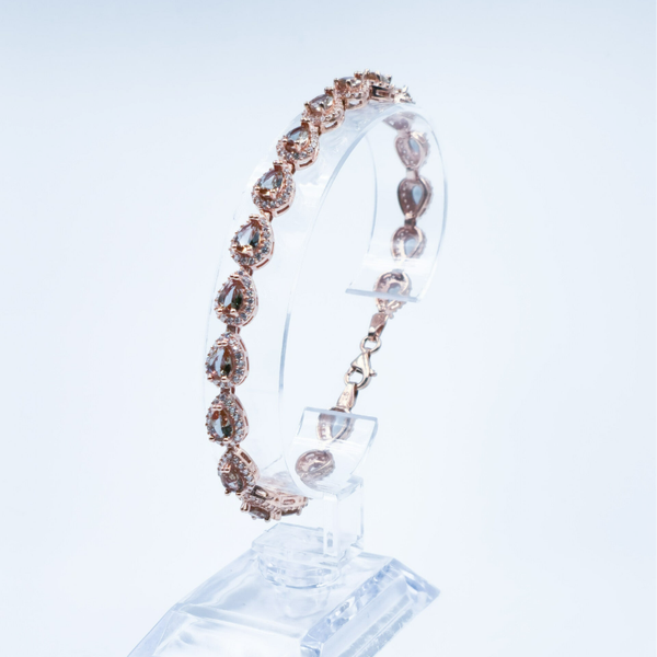 Multi Color Polsband Druppel Vorm Met Swarovski Stenen Koper Verguld S925