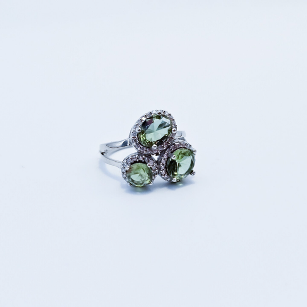 Multi Color Ring Tripple Diamond S925 Zilver Met CZ