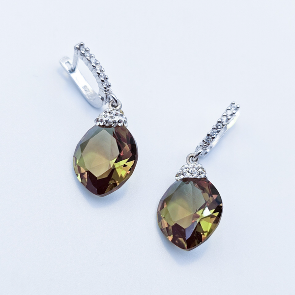 Multi Color Oorbellen Marquise Cut S925 Zilver