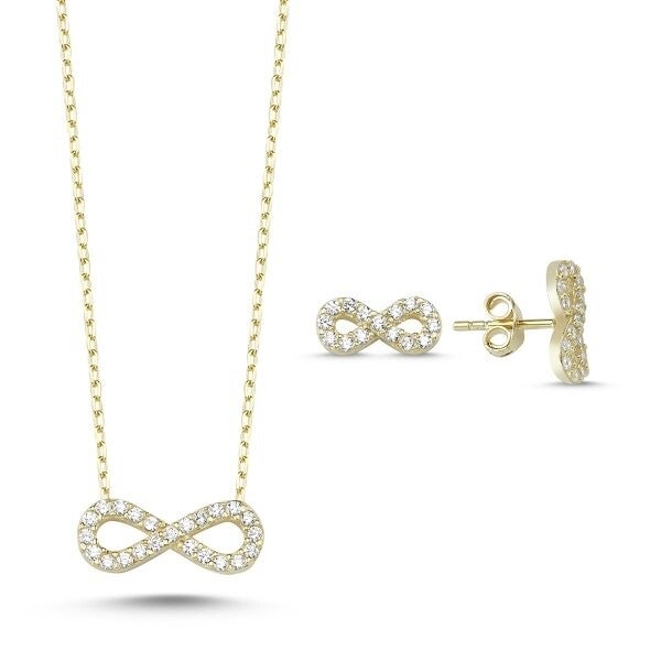 Infinity Zirconia Set Sterling Silver Goldplated