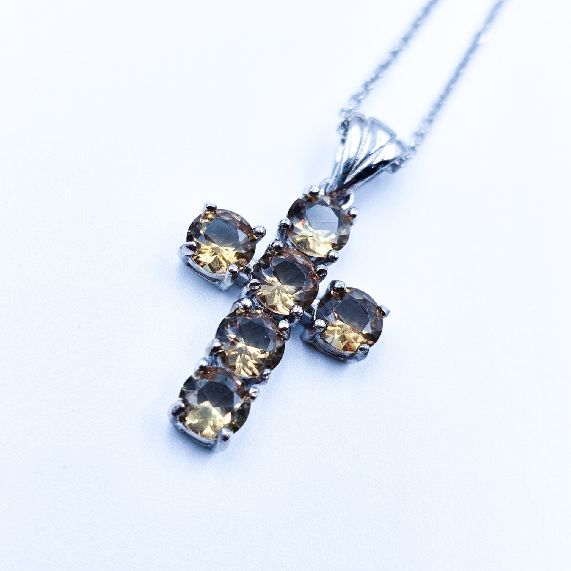 Multi Color Collier Kruis Diamond S925 Zilver