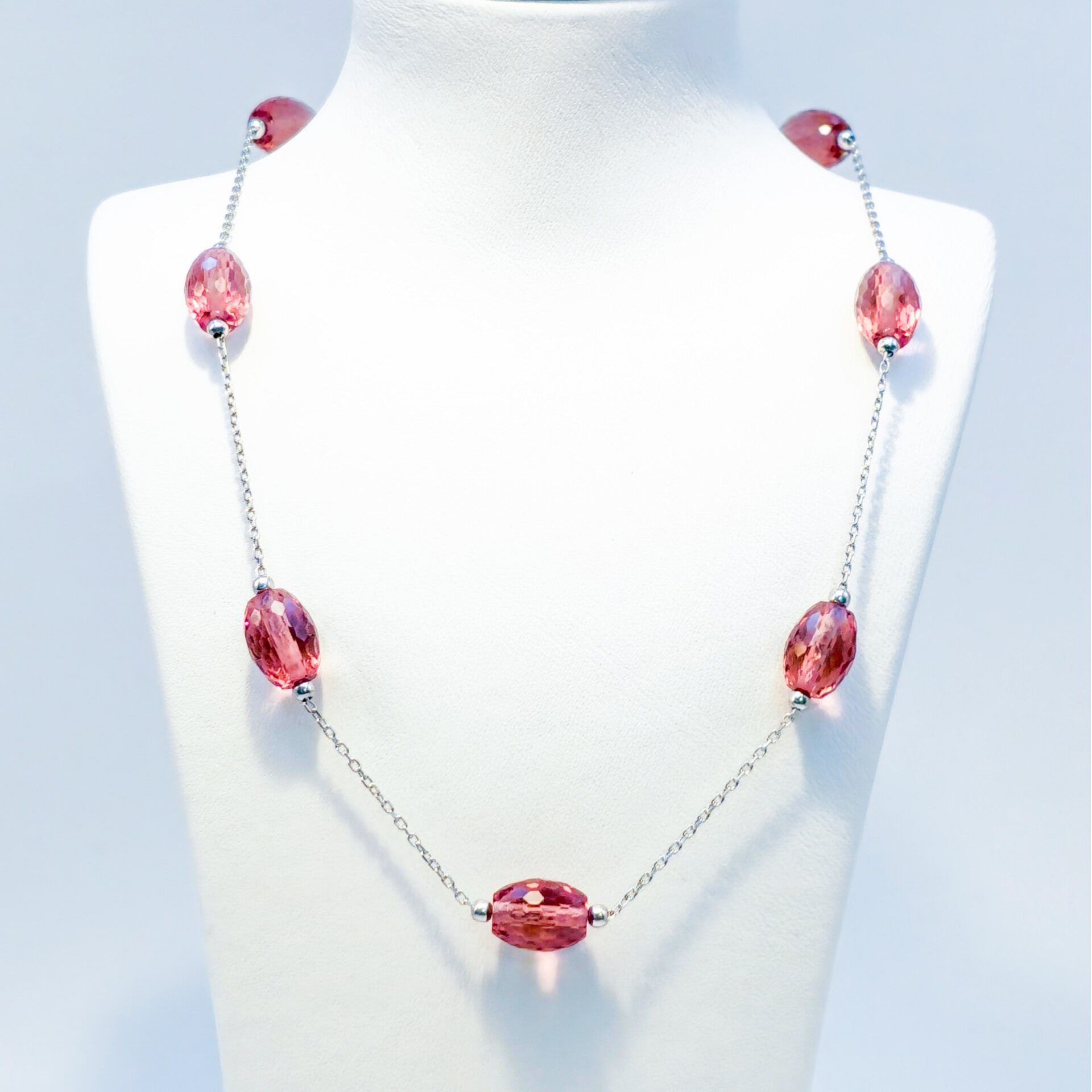 Multi Color Collier Ovaal S925 Zilver 70cm