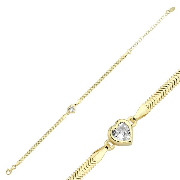 Flat Snake Chain Armband S925 Zilver Goldplated