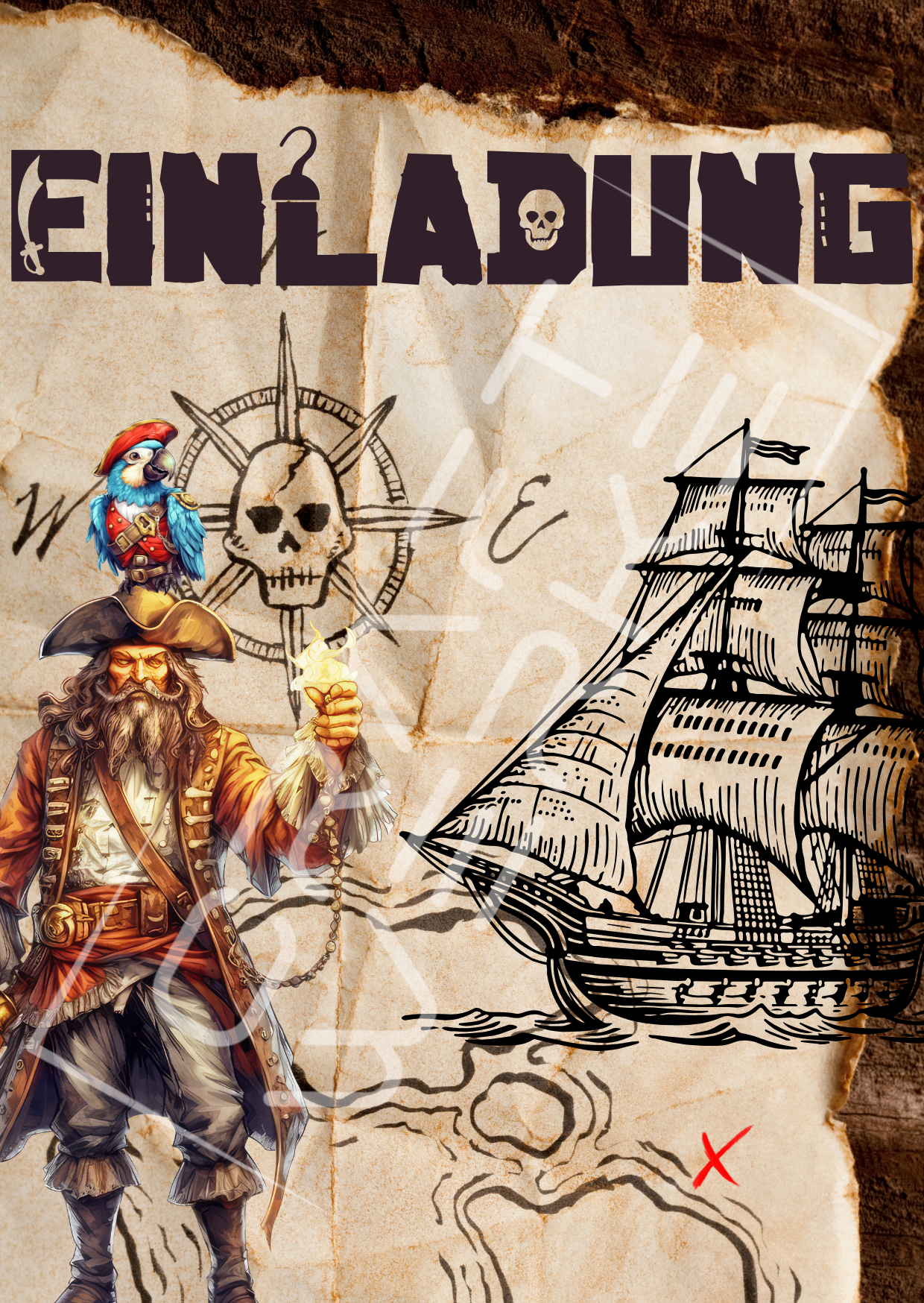 Einladungskarte Pirat