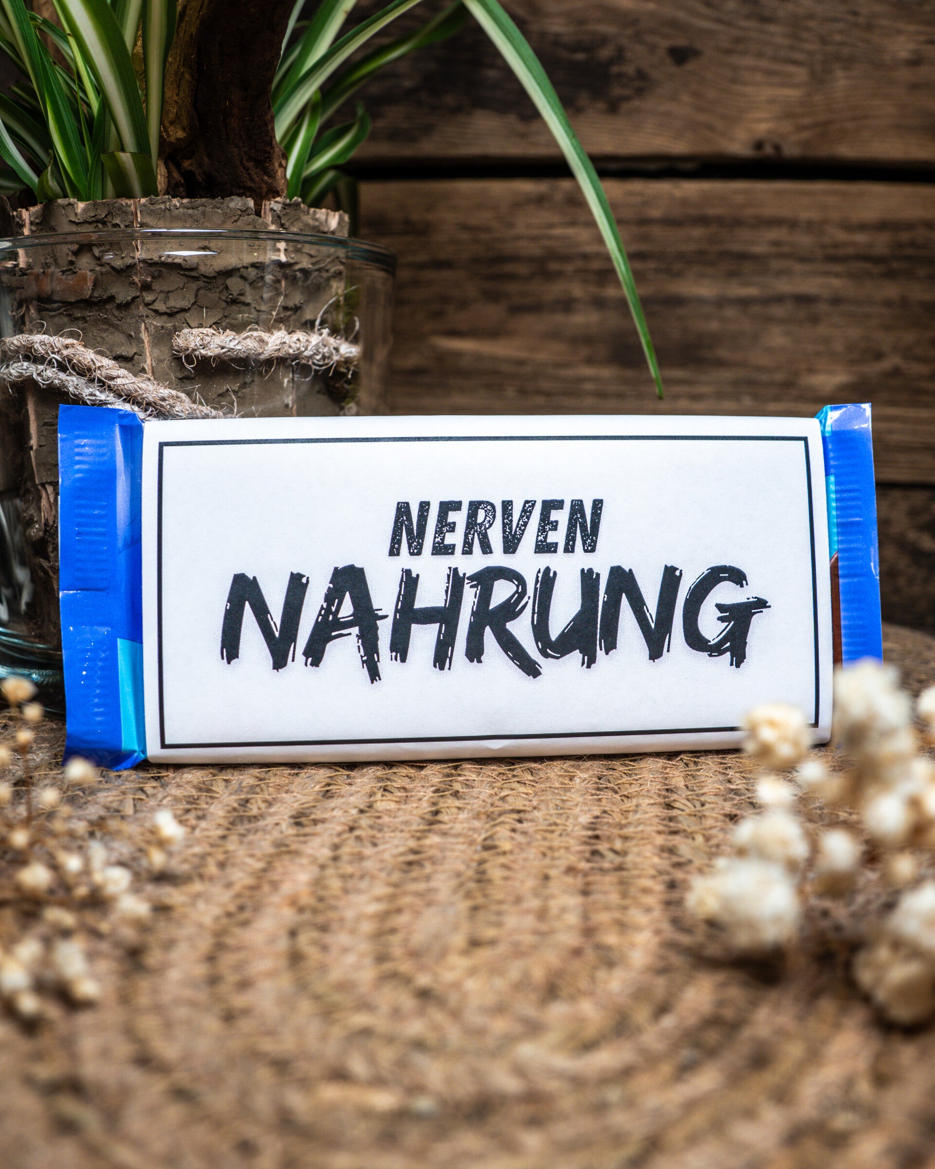 Schokiverpackung Banderole Nervennahrung