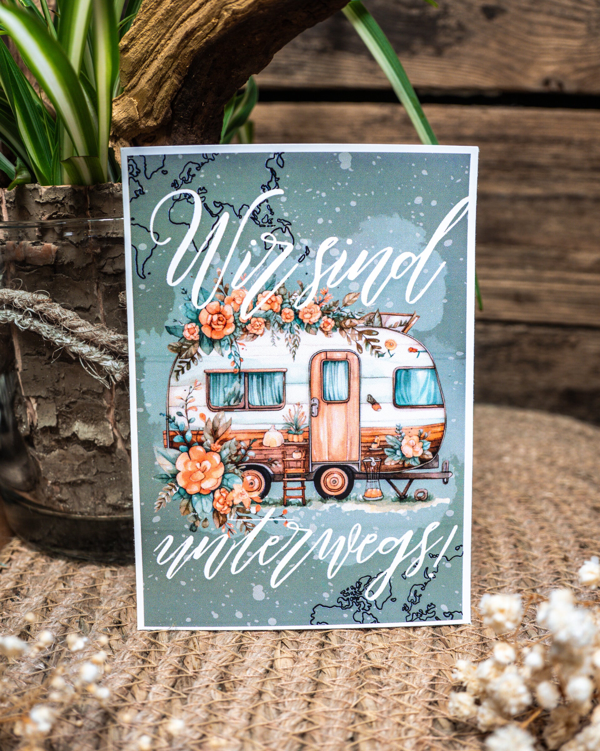 Postkarte wir sind unterwegs