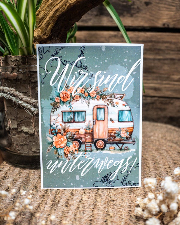 Postkarte wir sind unterwegs