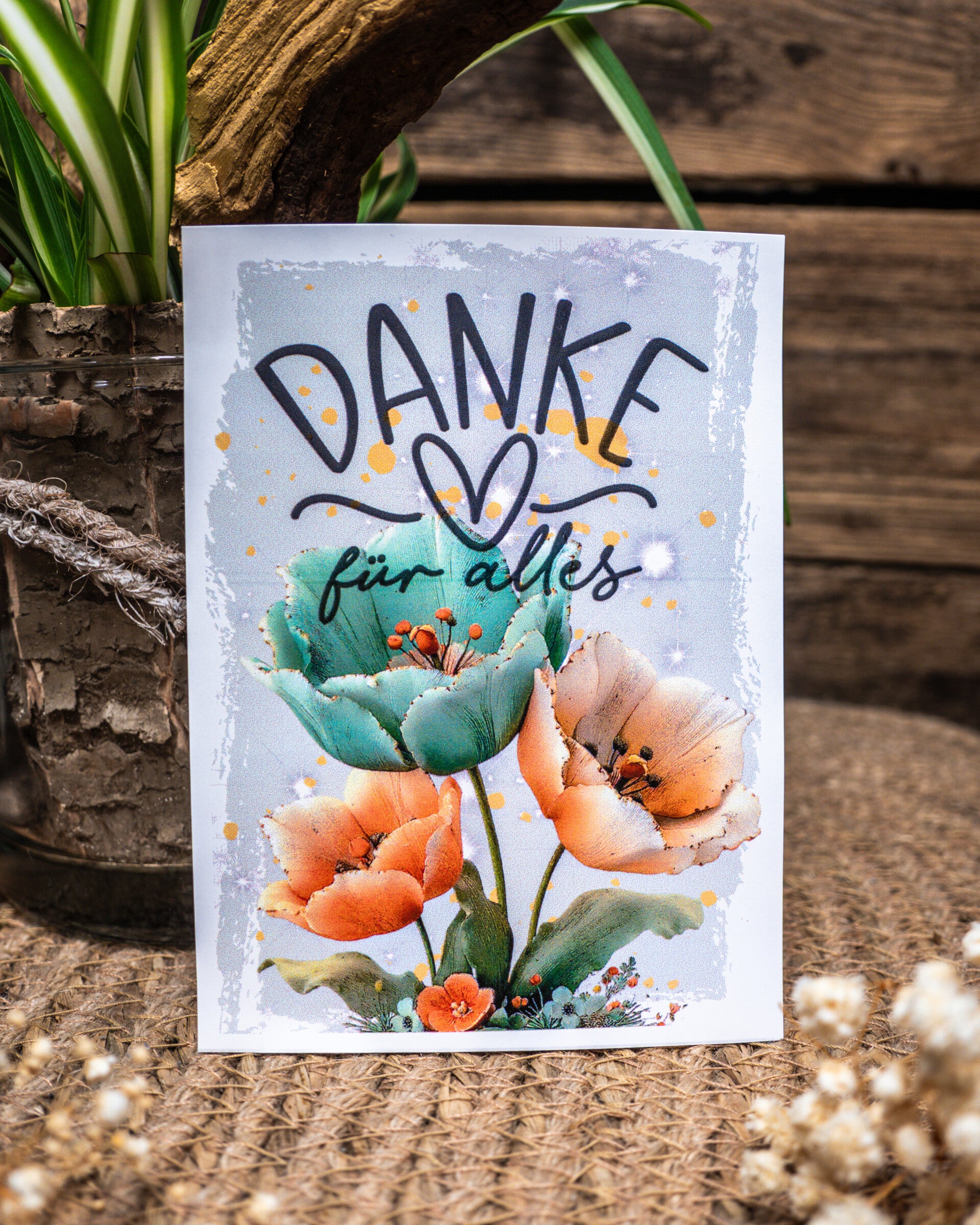 Postkarte Danke Blumen