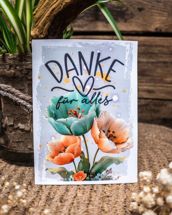 Postkarte Danke Blumen