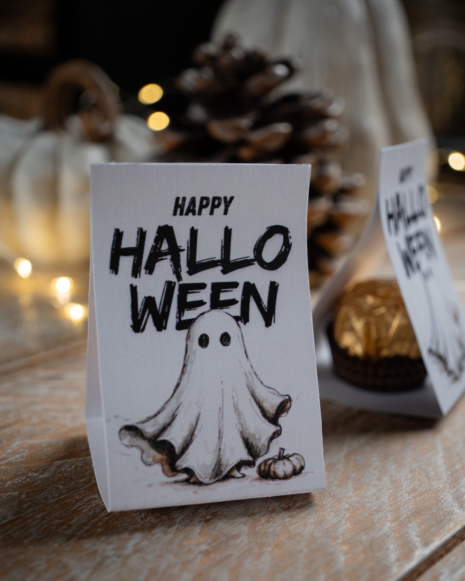Halloween Rocher Ghost Verpackung zum Selberausdrucken (PDF Druckvorlage)