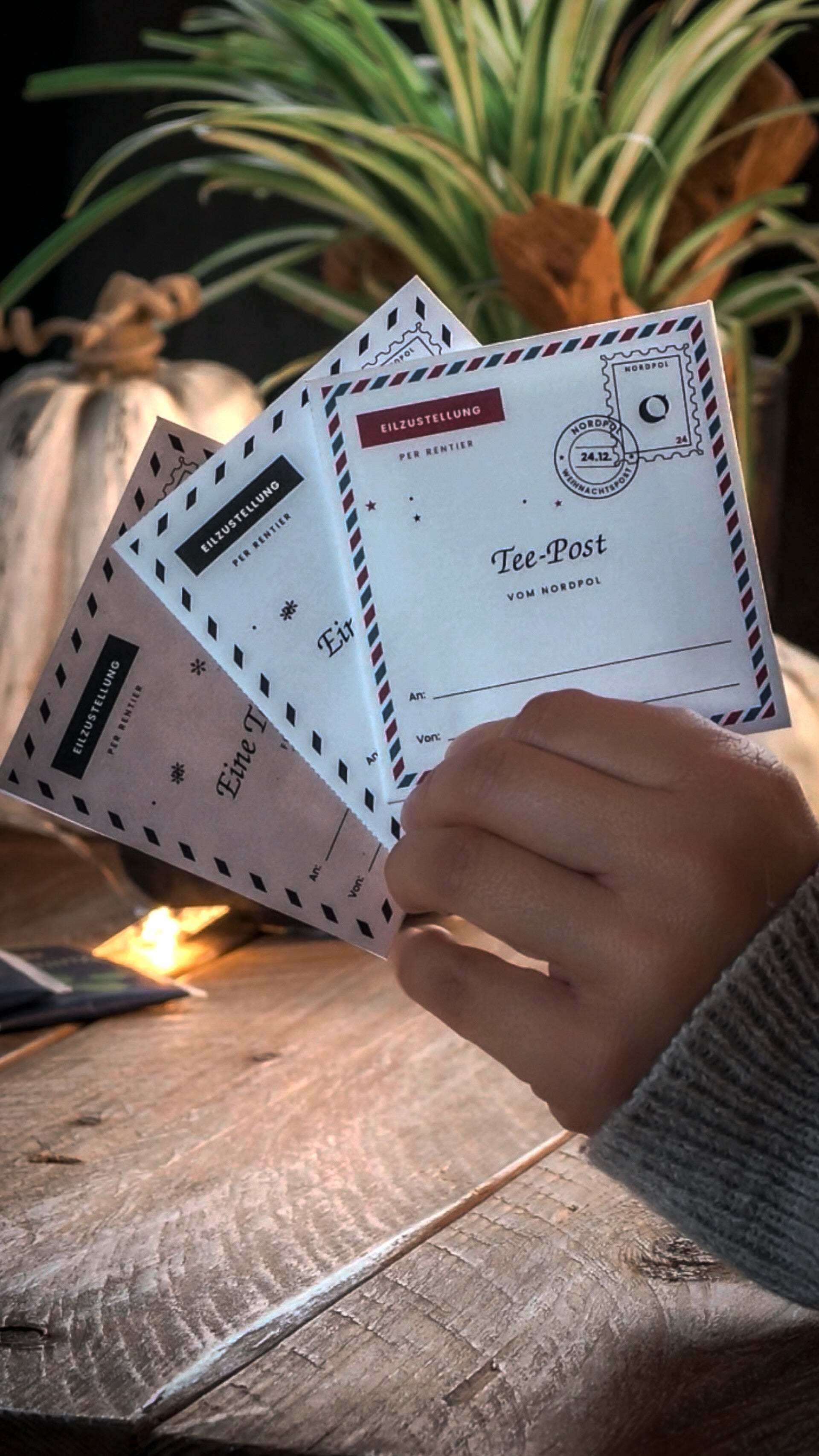 Teebeutel-Verpackung zum Ausdrucken – Tee-Umschlag „Post vom Nordpol“ | Wichtelgeschenk | PDF-Druckvorlage