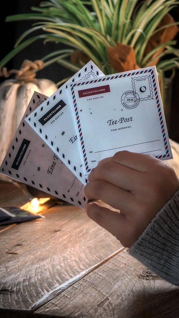 Teebeutel-Verpackung zum Ausdrucken – Tee-Umschlag „Post vom Nordpol“ | Wichtelgeschenk | PDF-Druckvorlage