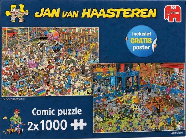 Jan van Haasteren De speelgoedwinkel & Rollerdisco - 2 x 1000
