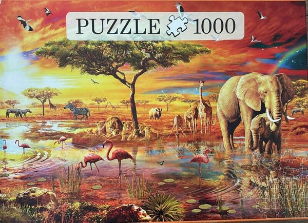 Puzzel Een poel in de savanne - 1000