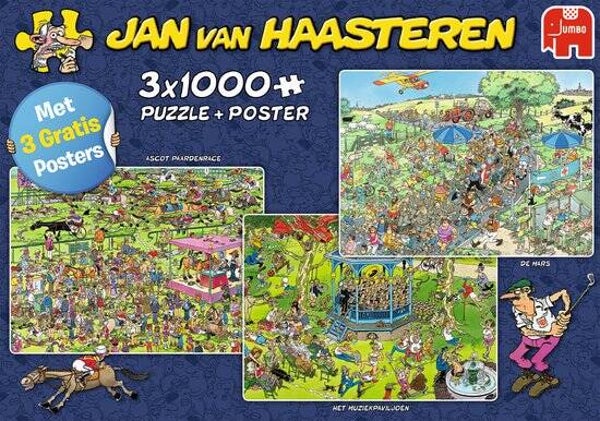 Jan van Haasteren Paardenrace, de Mars, het muziekpaviljoen - 3 x 1000