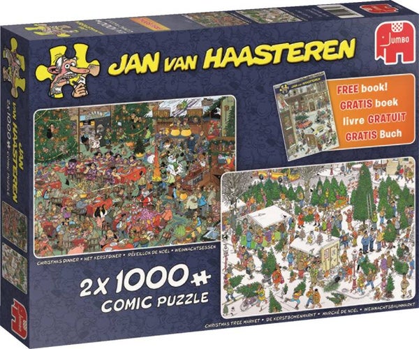 Jan van Haasteren het Kerstdiner & de Kerstbomenmarkt 2 x1000