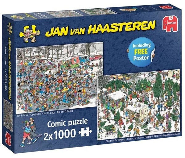 Jan van Haasteren Op glad ijs & Elfstedentocht - 2 x 1000
