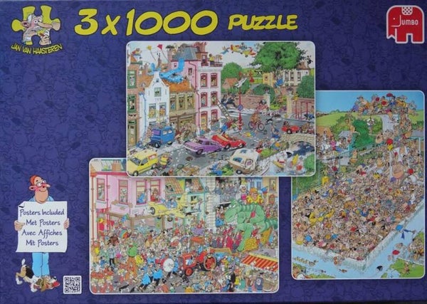 Jan van Haasteren Vrijdag de 13e, Carnival en Fun around the pool - 3 x 1000