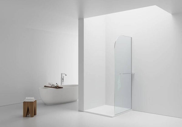 CURVY INLOOPDOUCHE MET HANDDOEKHOUDER - GEBOGEN - MET ANTI-KALKBEHANDELING - OMKEERBAAR - 8MM VEILIGHEIDSGLAS - 100X200CM - CHROOM - HELDER GLAS