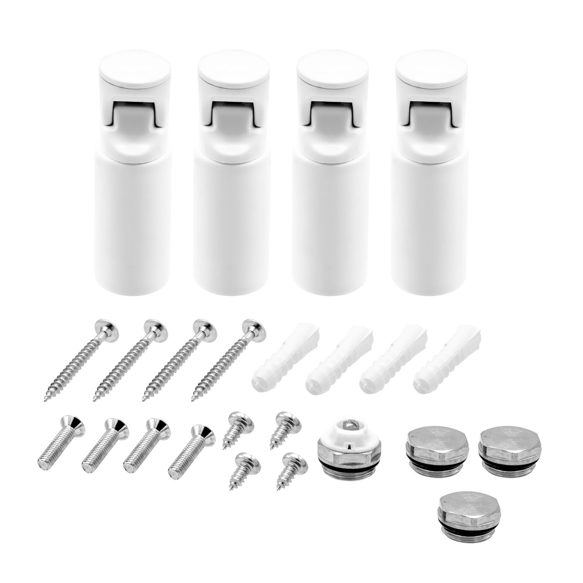 WAN SANITAIR  BEVESTIGINGSSET HANDDOEKDROGER - 4 STUKS - WIT