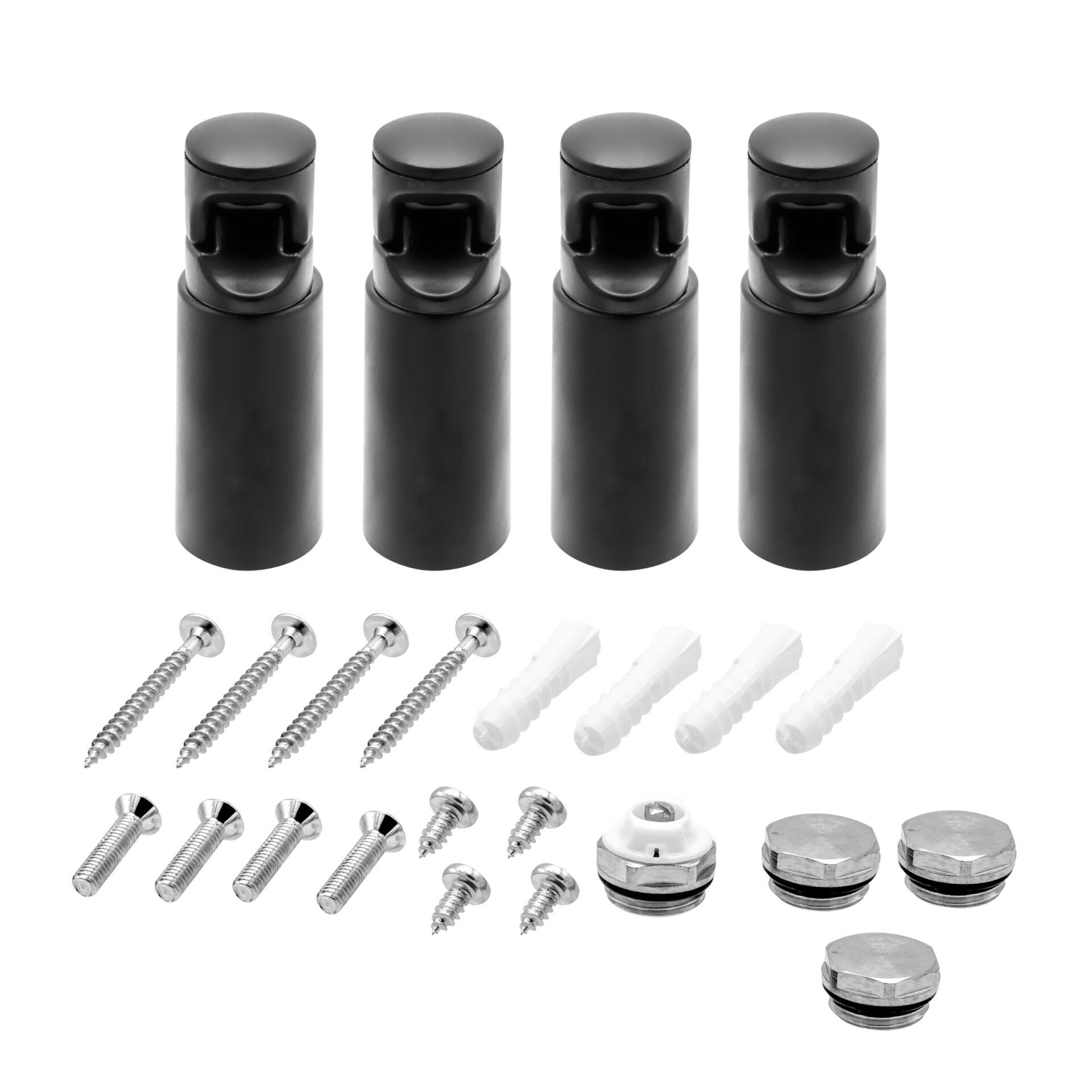 WAN SANITAIR  BEVESTIGINGSSET HANDDOEKDROGER - 4 STUKS - MAT ZWART