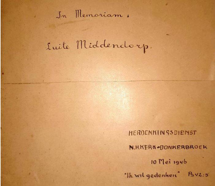 Voorblad herdenkingsdienst Lute Middendorp